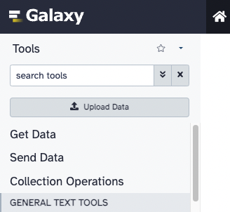Galaxy interface showing the Upload Data tool for importing files