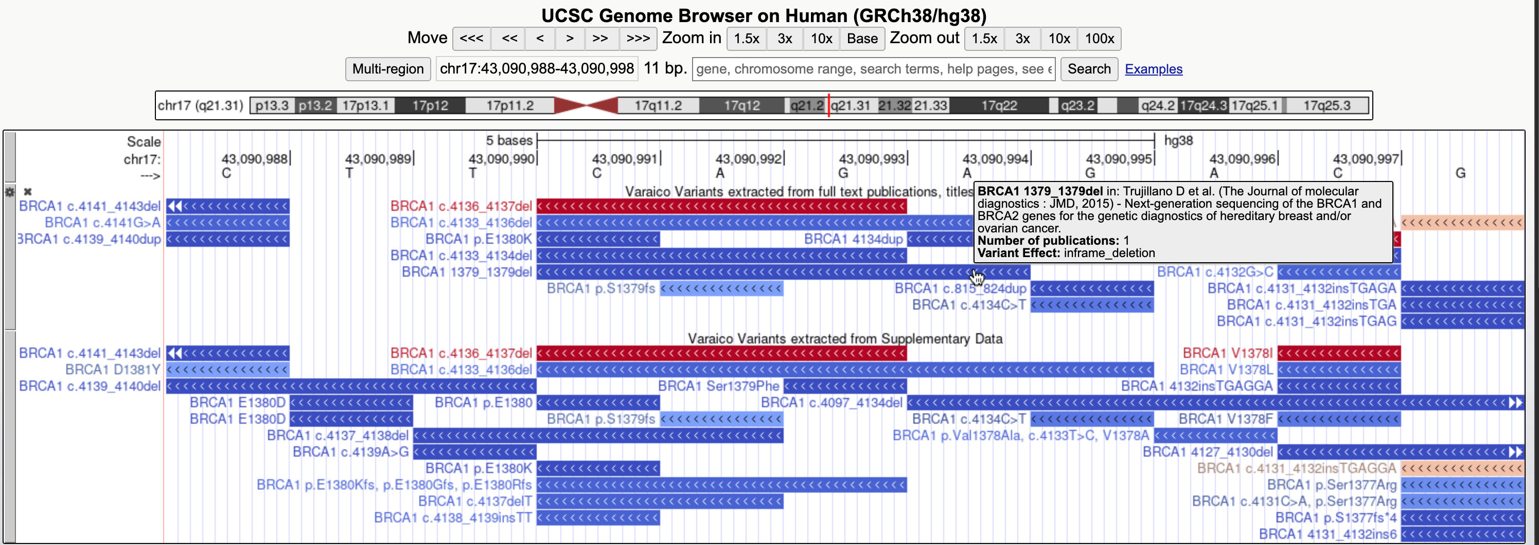 Screenshot of the Varaico Release 2 clinical variant interpretation display